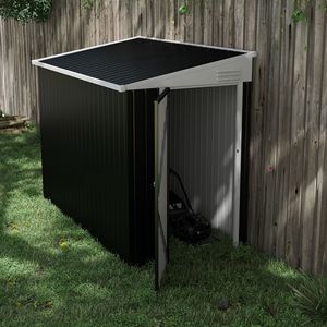 Casetta da Giardino in Metallo Grigia 4FT X 8FT con Porta Lucchettabile e Ventilazione, Struttura in Plastica per Cortile, Patio e Prato - Product Image 2