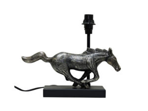 Lampe de table vintage en argent motif cheval au galop - Lampe de chevet en aluminium style antique Mustang pour la décoration de la maison et du bureau - Product Image 3