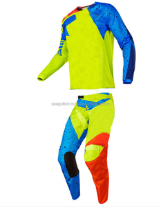 Blue Black Motocross Jersey And Pants Set Breathable Polyester Nylon Men Outdoor Activities Universal Fit Panelled Design - Product Image 2