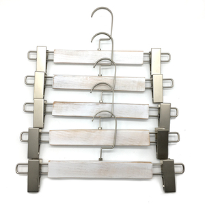 <b>Old</b> white Wooden Clothing Hanger with Stainless Steel Clips and Hooks Minimalist Design for Closet Use wooden hangers with logo - Product Image 2
