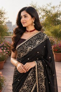 Sari d'hiver pour femme de haute qualité - Tissu doux, sans plis, taille personnalisée, prix abordable - Product Image 2
