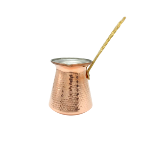 Cafetière turque artisanale en laiton pur, Ibrik Cezve, avec poignée en bois, design rayé traditionnel, pour cuisinière - Product Image 6