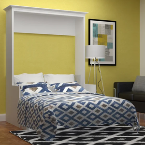 White Fold-Down Murphy <b>Bed</b> Queen Size Modern Design Space Saving Bedroom Furniture <b>Convertible</b> Wall <b>Bed</b> - Product Image 1