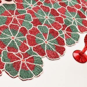 Handmade Christmas Flower Table <b>Runner</b> Red <b>Green</b> Fabric Mats & Pads Decorative Design - Product Image 6