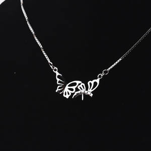 Pendentif papillon en argent S925, ensemble de pendentifs vides avec 8-9 perles, chaîne de clavicule, accessoires de bricolage pour femmes, colliers fins personnalisés - Product Image 4