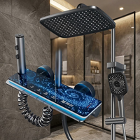 Ensemble de douche Galaxie Nuit Étoilée, moderne et luxueux, mural, thermostatique, finition brossée, avec jets de pluie doux