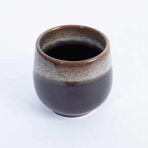 Agung Keramik D-1017 Black Grey Textured Ceramic Tea <b>Mug</b> Amber Band Accent Striped Pattern Dishwasher Microwave Safe Gift <b>Box</b> - Product Image 1