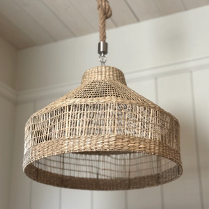 Pantalla de Lámpara Colgante Tejida a Mano de Hierba Marina, Estilo Bohemio, Cubierta de Luz Colgante de Ratán, Pantalla de Lámpara de Techo Moderna Escandinava Indochina - Product Image 2