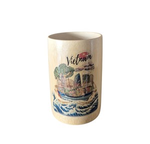 <b>Bamboo</b> <b>cup</b> painting creative eco friendly pencil holder Vietnamese landscape design desktop storage <b>cup</b> office table ornament. - Product Image 1