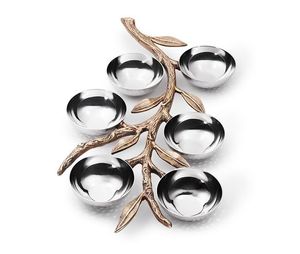 Plat de service de luxe en forme de fleur de lotus dorée avec petit bol, décoration de table élégante pour occasions spéciales et repas - À VENDRE - Product Image 1