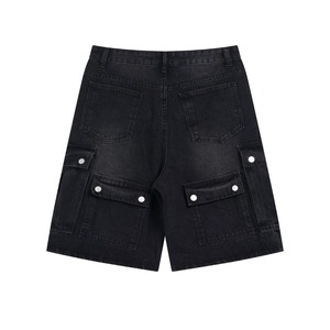Men's High Waist Asymmetric Hip Hop Denim Shorts Crystal Decoration Breathable Spandex/Cotton Blend Ripped Distressed Snow Wash - Product Image 2