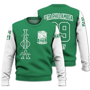 Sudadera Universitaria Personalizada Iota Phi Lambda, Verde Esmeralda y Blanco, con el Escudo de la Hermandad Griega, Sudadera con Capucha Personalizada para Mujer - Product Image 3