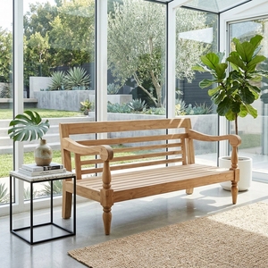 Modern Classic Solid <b>Wood</b> Bench <b>Sofa</b> Elegant Slatted Back Wooden Loveseat Furniture <b>For</b> Rustic Home Setup Art Design Pure Art - Product Image 3