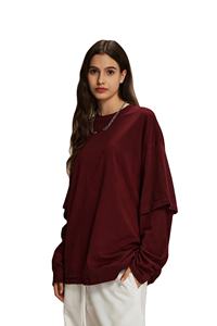 Haute qualité 100% coton lourd surdimensionné lavé hommes deux pièces épissé Double couche à manches courtes tricoté respirant - Product Image 4