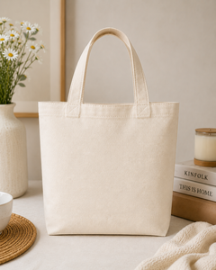 Bolsa de Lona Bordada con Diseño Floral 'Enjoy the Little Things', Estilo Asa Corta Beige, para Compras y Viajes - Product Image 6