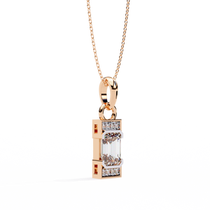 Colgante de Esmeralda Cultivada en Laboratorio Certificada por IGI y Diamante Redondo Brillante con Cadena en Color DEF y Claridad VVS VS en Oro - Product Image 4