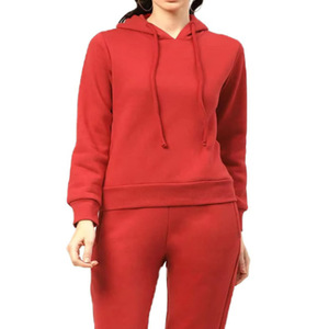 Sweat-shirt à capuche en polaire pour femme, pull décontracté de couleur unie à manches longues, coupe classique confortable avec cordon de serrage - Product Image 1