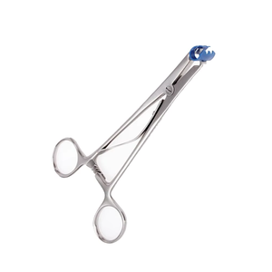 Pince médicale en acier inoxydable à embout en silicone atraumatique, avec poignée annulaire manuelle, pour pansements et tampons - Product Image 6
