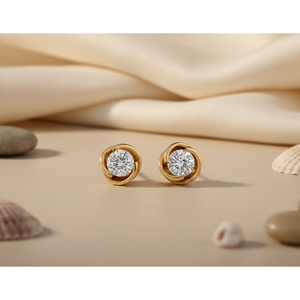 Boucles d'oreilles clous en or jaune 10 carats pour femme, diamants de laboratoire certifiés IGI, taille brillant 0,32 ct, design spirale minimaliste pour usage quotidien - Product Image 4