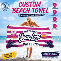 Custom Personalized Microfiber Beach Towel extra Large Print logo pink Striped Beach Towel for Women Kids with Quick Dry