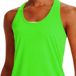 Women's Solid Green Breathable Knitted Tank Top Sporty Style Regular Length 100% Polyester - Product Image 6