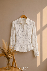 Camisa de manga larga de algodón con estampado floral para mujer SUNNY VIVI KA Casual, corte regular, manga convencional, cuello vuelto - Product Image 2