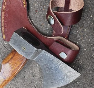 <b>Hand</b> Forged Steel With Wooden Handle And Leather Sheath Survival Axe <b>Tool</b> - Product Image 2