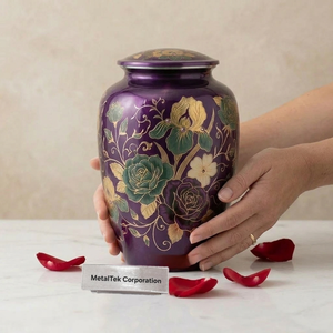 Premium Cremation Urn for Human Ashes Adult Handcrafted <b>Large</b> Metal Funeral Memorial Metal <b>Jar</b> Custom Colour Ashes Holder Vessel - Product Image 5