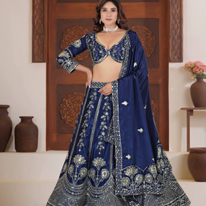 Vestidos Étnicos Modernos para Mujer, Tela Chinon, Lentejuelas, Bordado Zari, Silueta Imperio, Mangas Cortas, Cierre de Cremallera en la Espalda, Tallas Grandes - Product Image 1