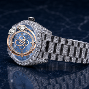 Montre de luxe à cadran rond en moissanite pour homme, bracelet entièrement serti de diamants - Product Image 3