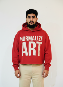 Nouveau Hoodie Court Personnalisé Vintage Délavé à l'Acide avec Broderie et Applique Effet Vieilli, Coupe Déchirée, Ourlet Brut, 100% Coton Sérigraphié - Product Image 5