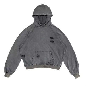 Sweat à capuche zippé surdimensionné et épais, brodé, personnalisé, pour l'hiver, délavé à l'acide, effet usé et décoloré par le soleil - Product Image 1