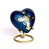 Heart Shape Pet Urn Blue Polyresin Cross Design Classical Style Durable Memorial <b>Casket</b> <b>for</b> Pets - Product Image 3