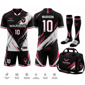 Unisex Breathable Football Uniform Set Plus Size Football Training Jersey Short Socks And Bag Set With Custom Name And Number - Product Image 4