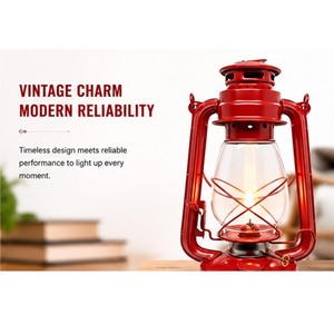 Export Quality Vintage <b>Hurricane</b> <b>Lantern</b> Metal Glass Kerosene Lamp Red Lalten Hanging Light For Camping Available For Sale - Product Image 2