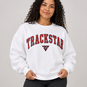 Women's White Outlined Varsity Letter <b>Crewneck</b> Sweatshirt Long Sleeve Drop Shoulder Custom Logo - Product Image 1