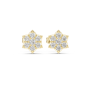 Pendientes de compromiso de oro amarillo de 14 quilates con diamantes cultivados en laboratorio para mujer |   Diamante Cultivado Nuevo - Product Image 1