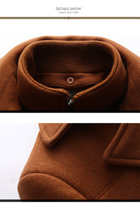 <b>Brown</b> <b>Wool</b> Coat Women Notched Lapel Long Jacket Zipper Button Winter Overcoat - Product Image 5