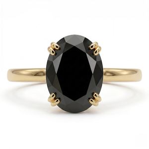 Anillo Solitario Ovalado de Moissanita Negra de 5CT para Unisex, Oro Sólido de 14K, Estilo Único y Elegante, Regalo para Enamorados - Product Image 1