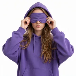 Purple Women's Oversized <b>Sleep</b> <b>Mask</b> Hoodie Soft Fleece Pullover Kangaroo Pocket Drawstring Hood Casual Lounge Wear Travel - Product Image 1