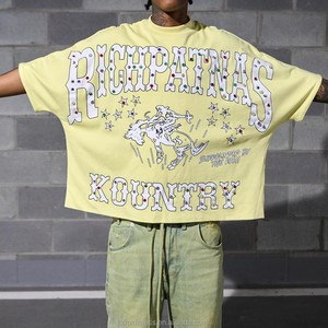 เสื้อยืดโอเวอร์ไซส์ทรงบ็อกซี่ แต่งลายกราฟิกพิมพ์ลายคุณภาพสูง สไตล์ฮิปฮอป สำหรับฤดูร้อน ไซส์พลัส  ตกแต่งด้วยคริสตัลวินเทจ สำหรับผู้ชาย - Product Image 2