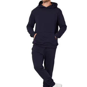 ชุดวอร์มฮู้ดดี้ผู้ชายแบบเรียบง่าย – ชุดเสื้อสเวตเชิ้ตและกางเกงจ็อกเกอร์พร้อมโลโก้สั่งทำได้ สีพื้น ชุดลำลองสไตล์สปอร์ตสองชิ้น - Product Image 1