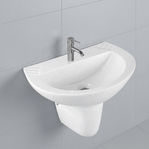 Lavabo mural demi-piedestal en céramique de 9 L, économique, pour centre commercial - Product Image 3