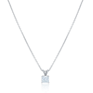Pendentif solitaire en diamant taille radiant de 0,50 carat, plaqué rhodium, or 14 carats - Product Image 1