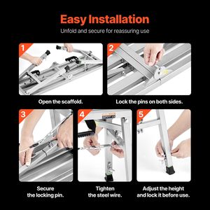Scala Pieghevole Portatile in Acciaio Legato con Capacità di Carico Regolabile di 180 kg, Piattaforma di Lavoro a 3 Livelli ad Alta Visibilità per Ponteggi - Product Image 6