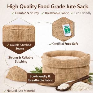 Sac en jute écologique, biodégradable et réutilisable pour l'emballage agricole, robuste, naturel, pour céréales, pommes de terre, oignons, riz, sérigraphie - Product Image 3