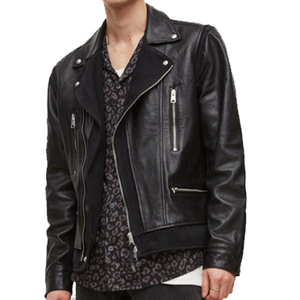 Blouson de moto réversible en cuir véritable pour homme, style motard, col zippé, fermeture éclair amovible, vêtement d'extérieur hiver 2026 - Product Image 3