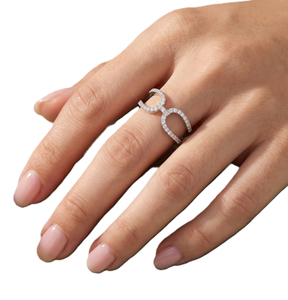 Anillo de media eternidad con diamantes cultivados en laboratorio, corte redondo, certificado IGI, oro macizo de 10K, 14K, 18K, color DEF, claridad VS VVS, diseño cruzado. - Product Image 6