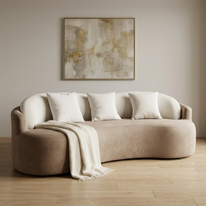 Sofá de Terciopelo con Respaldo Curvo, Relleno de Espuma y Costuras a Medida para Sala de Estar - Product Image 1