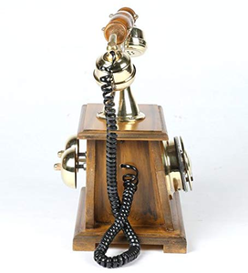 Antique Wooden Rotary <b>Telephone</b> Vintage Retro Classic Desk Phone for Home Office Hotel Decoration - Product Image 1